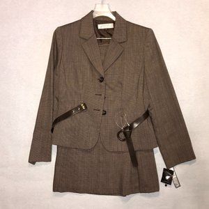 NWT Tahari Brown Wool Jacket Skirt Business Set